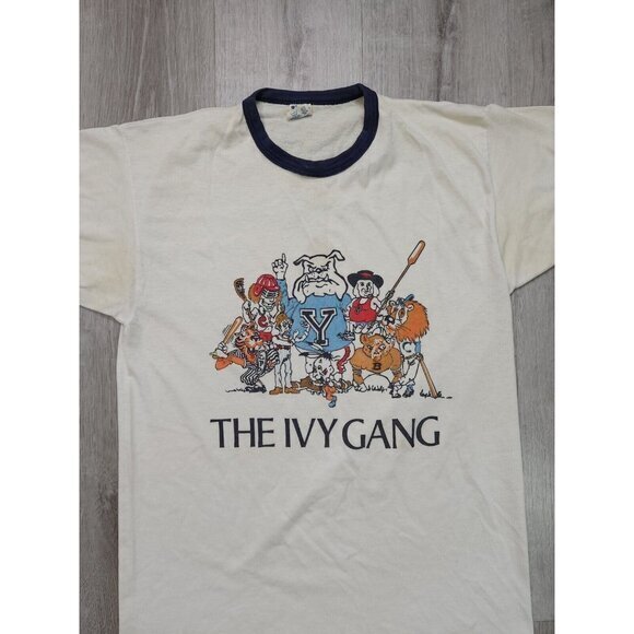 RARE Vintage 80s Champion Ivy Gang T Shirt Mens Medium Harvard Princeton Cornell - Picture 3 of 15